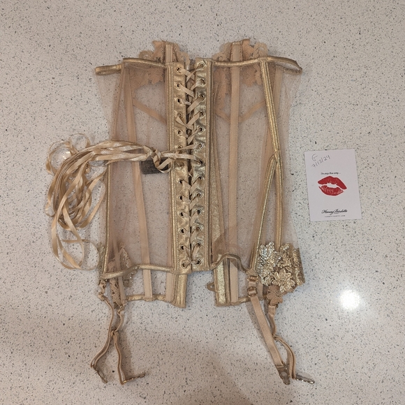 Rare Honey Birdette Amelie Gold Corset S - Picture 3 of 10